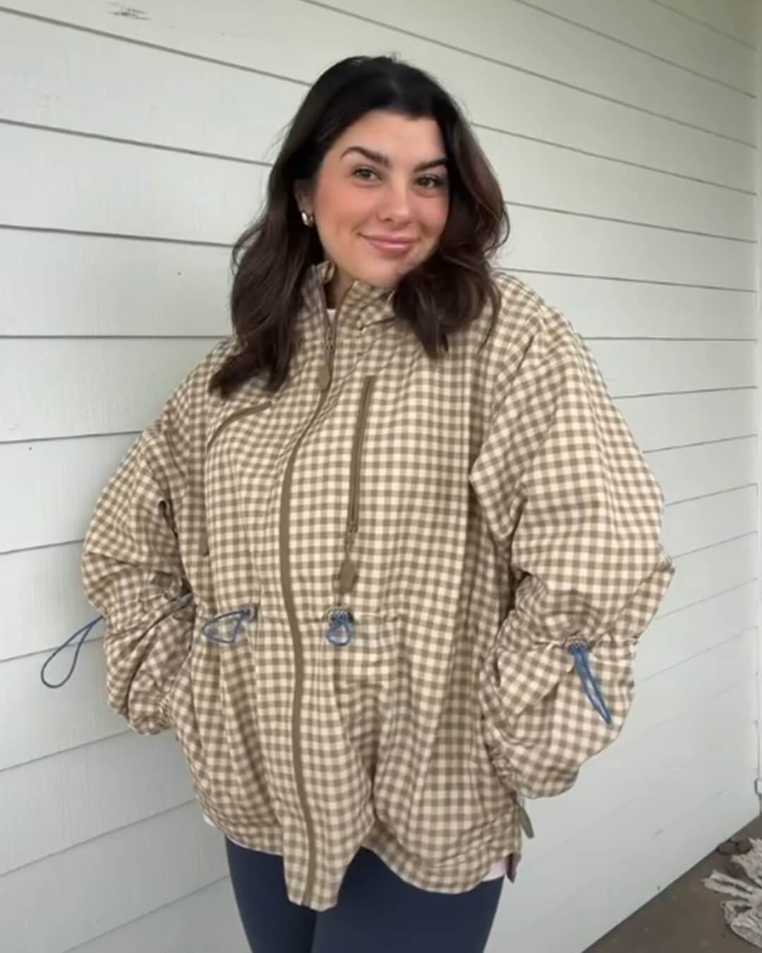 ZEYA - Miriam Plaid Hooded Trench Jacket