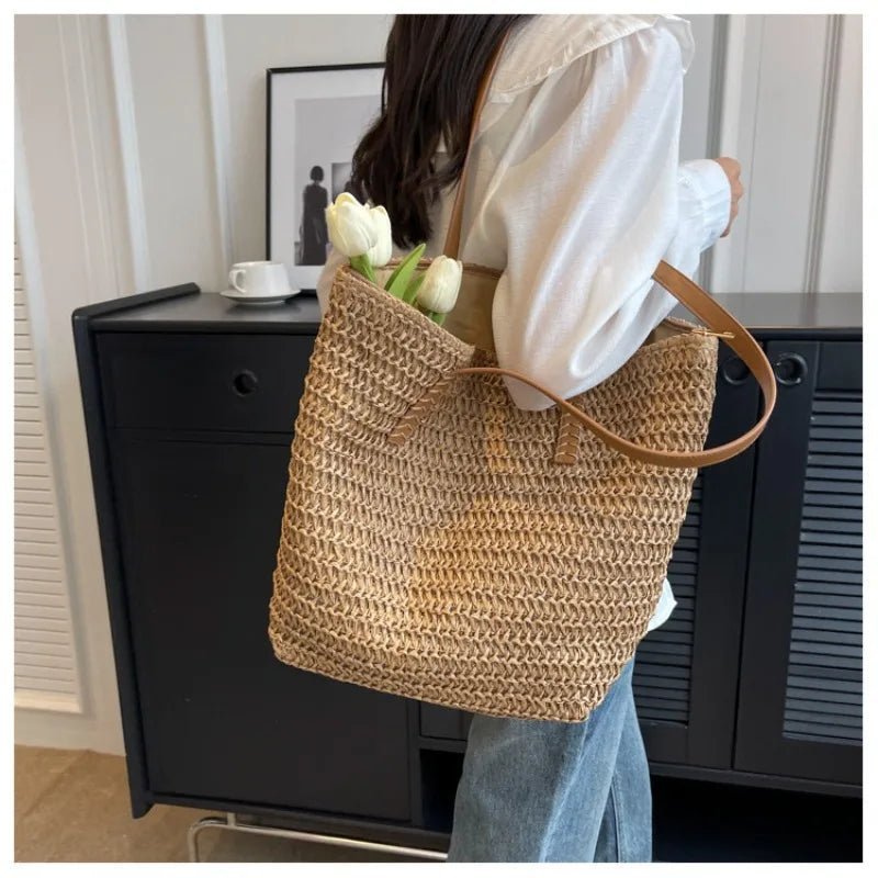 ZEYA - Nora Woven Straw Beach Tote