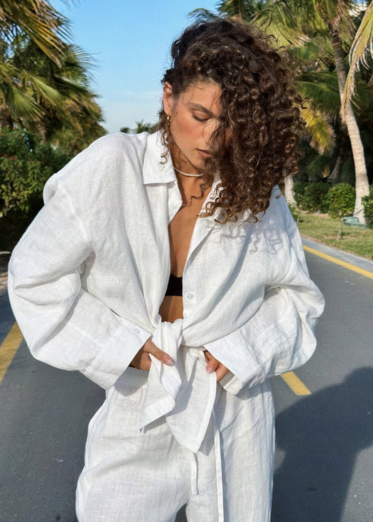 ZEYA - Nyla Cotton Shirt & Lounge Pants Set