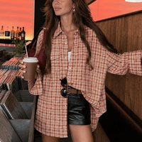 Olivia Oversized Plaid Shirt Blouse