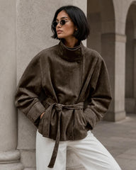 Rebecca Lace-Up Faux Suede Jacket