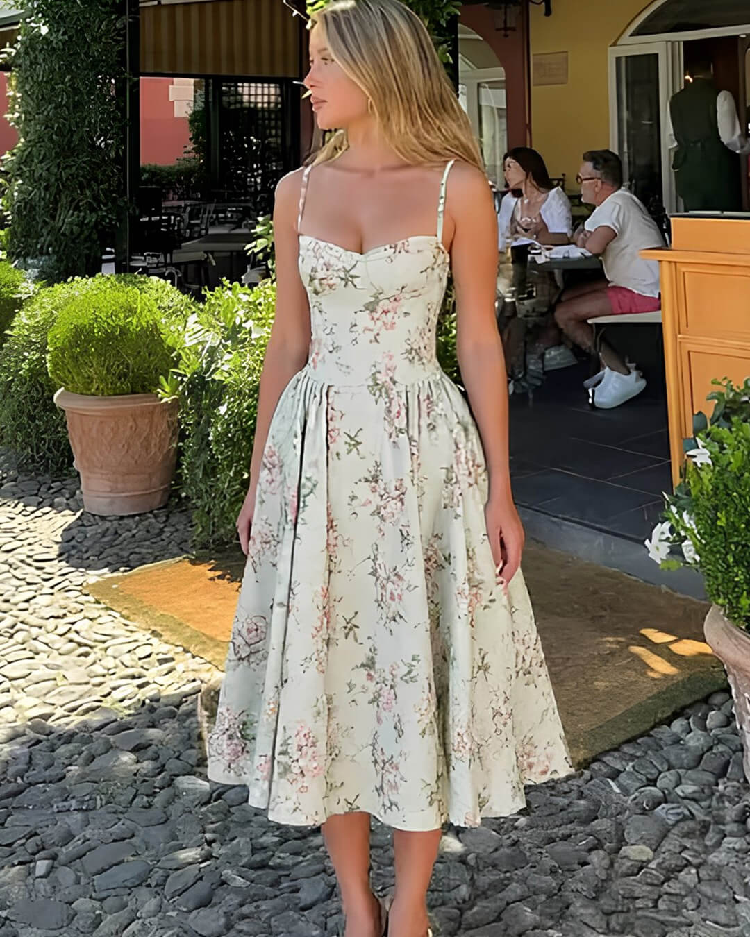 ZEYA - Ria Vintage Floral High Waist Midi Dress