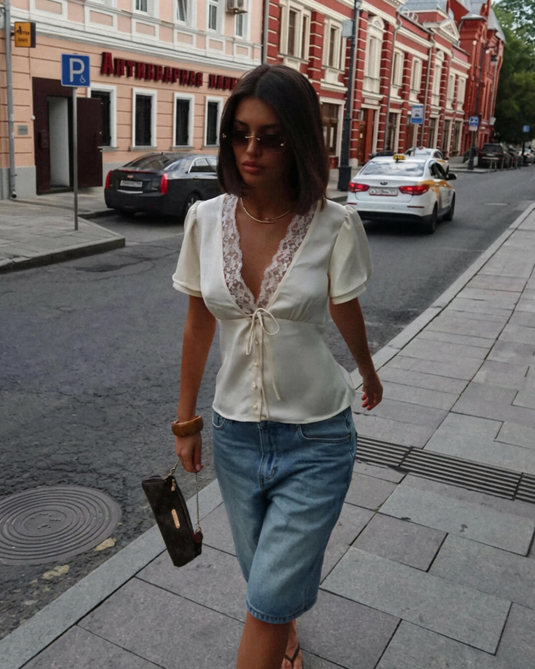 ZEYA - Roselle Lace Short Sleeve V - Neck Top