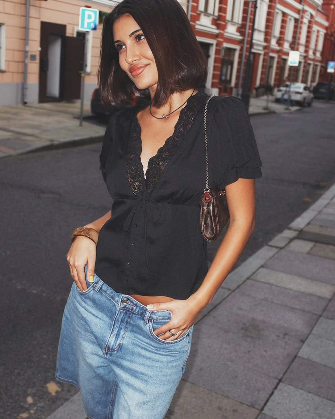 ZEYA - Roselle Lace Short Sleeve V - Neck Top