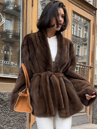 Seve Belted Faux Fur Jacket