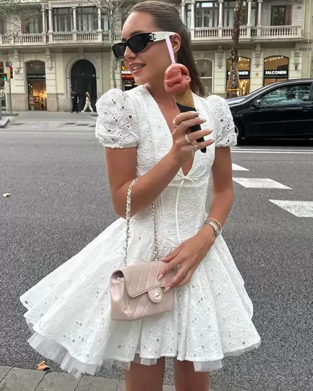 ZEYA - Shayne Puff Sleeve Embroidered Mini Dress