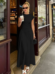 Fiona Flare Maxi Dress with Cap Sleeves