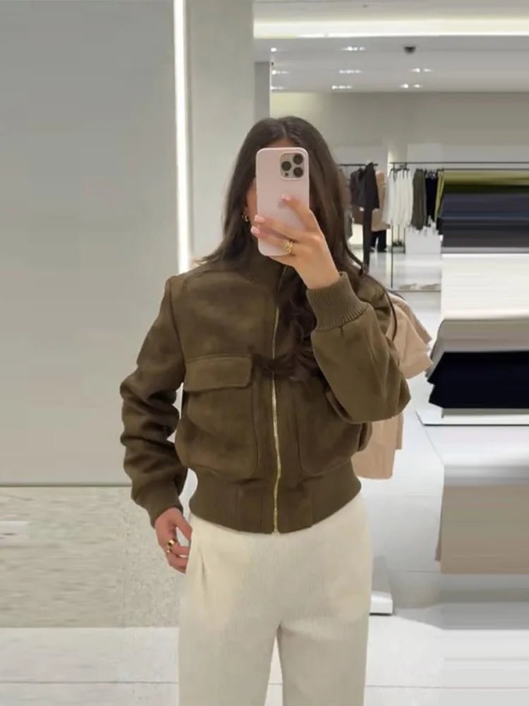 ZEYA - Solane Stand Collar Bomber Jacket