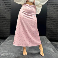 Sabrina High Waist Satin Printed Midi Skirt