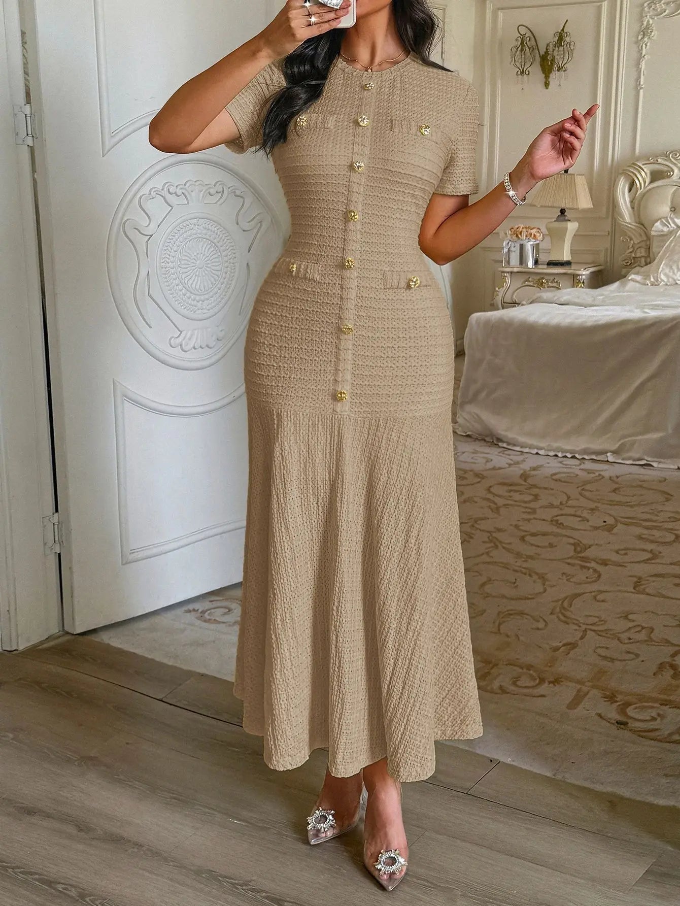 ZEYA - Sylvia Bodycon Flared Midi Dress
