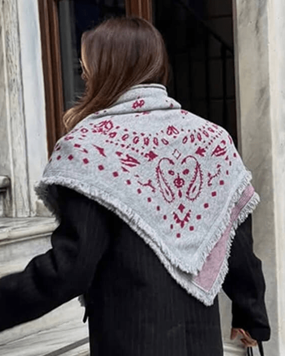 ZEYA - Terry Knitted Fringed Square Scarf
