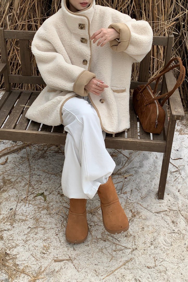 ZEYA - Tiara Stand Collar Faux Fur Coat