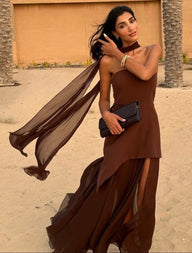 Melissa Mesh Strapless Maxi Dress