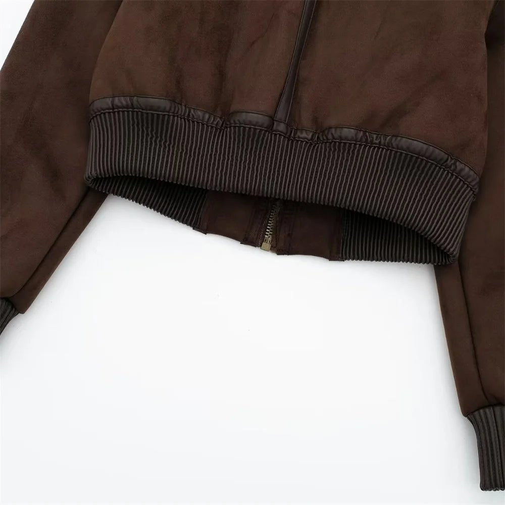 ZEYA - Vera Suede Short Bomber Jacket