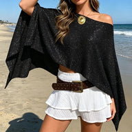 Ziva Shimmer Off-Shoulder Cape