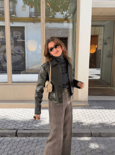 ZEYA - Zoe Crocodile Embossed Leather Jacket